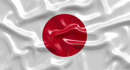 The Japanese flag waving in the wind with a red circle on a white background