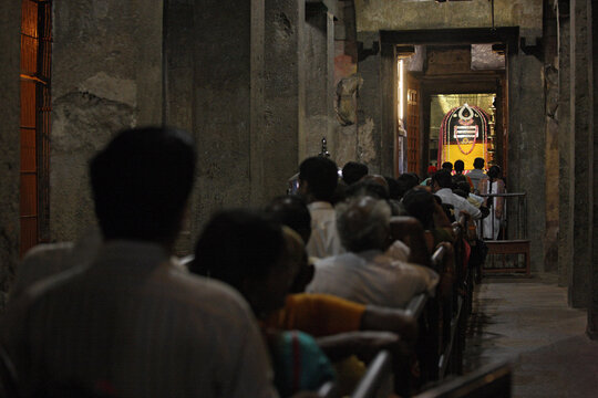 crowd of people in the temple