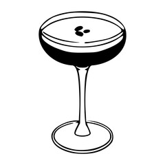 espresso martini cocktail in coupe glass illustration