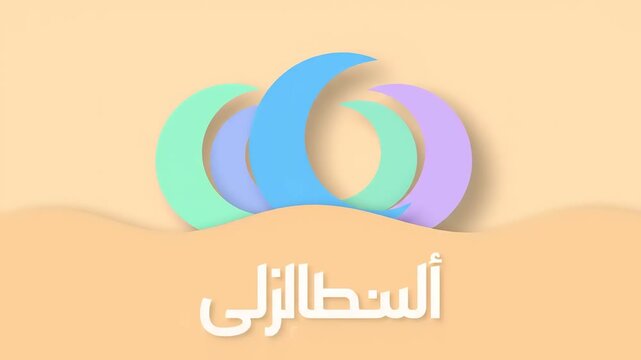 Stylish abstract logo graphic featuring interconnected pastel crescent shapes, debossed texture on a tranquil curved background, ideal for modern branding and digital content