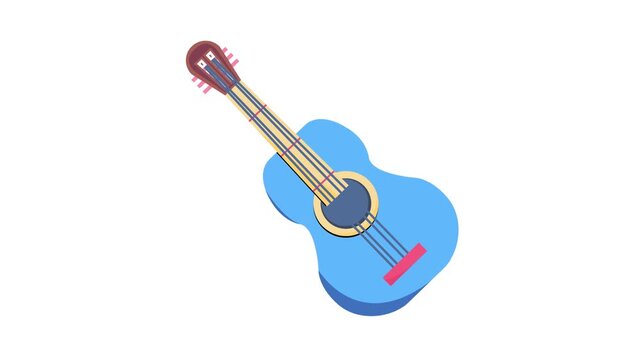 A blue guitar adorned with a striking red string, emphasizing its colorful appearance.