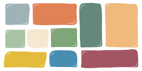 A set of text blocks. Various frame templates. Hand-drawn speech bubbles on an isolated background. Vector.