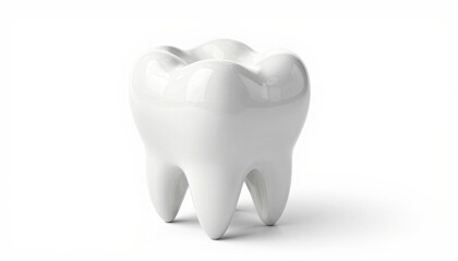 High quality 3D render of a white molar tooth isolated on white background, ideal for dental, medical, health, and educational projects or marketing materials.
