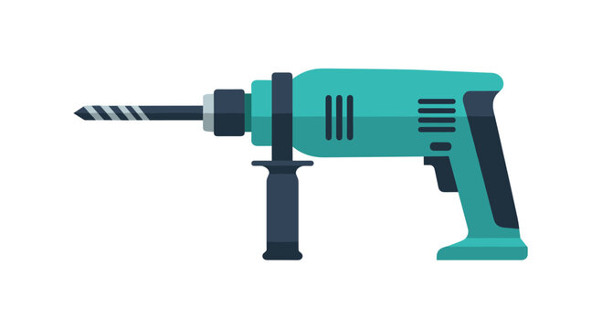 Heavy Duty Electric Power Drill with Side Handle and Boring Bit for High-Torque Drilling in Construction Masonry and Industrial Metalwork Projects.