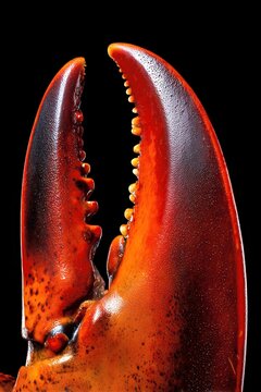 Pinza de langosta roja fondo negro de estudio, Deliciosa pinza de langosta de lujo alta cocina gourmet, Publicidad de marisco fresco exclusivo fondo para texto