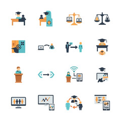 Education Icons Featuring Graduates and Learning.