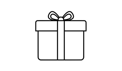 Minimal outline gift box icon vector for celebration and holiday design