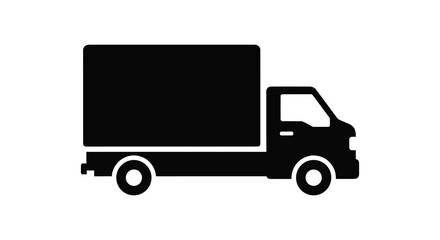 Fototapeta premium A stark black silhouette of a delivery truck is prominently displayed against a clean white background offering a minimalist silhouette