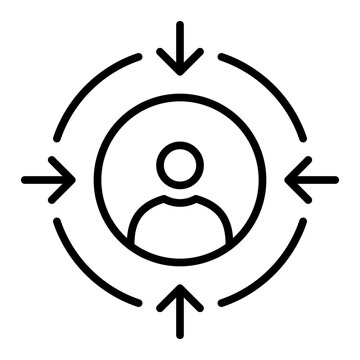 Customer focused icon. Client centricity symbol. Focus on customer sign