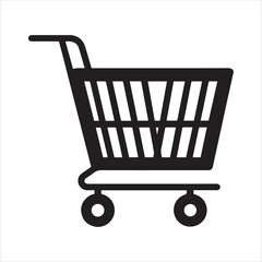 Shopping cart icon silhouette, solid black vector illustration © Bissowjid