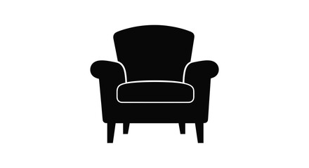 Fototapeta premium A strikingly simple black silhouette of a classic armchair with rounded arms and a cushioned seat silhouette high quality professional