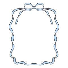 Wavy Ribbon Frame with Blue Bow