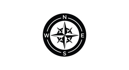 Fototapeta premium A striking black compass rose design with cardinal directions minimalist style and a bold defined silhouette high quality professional detailed
