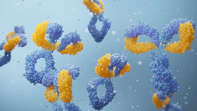 Antibody proteins found in plasma, concept of immune System , 3D animation.