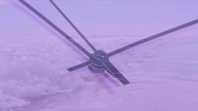 Animation of clock moving over sea