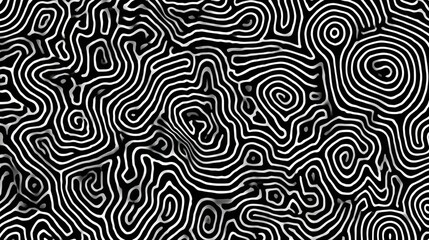 Monochrome Abstract Background with Swirling Black and White Lines Forming a Complex Pattern Creating a Mesmerizing Visual Effect in Intricate Arrangement