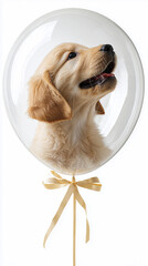 風船の中に入った子犬の不思議な光景
