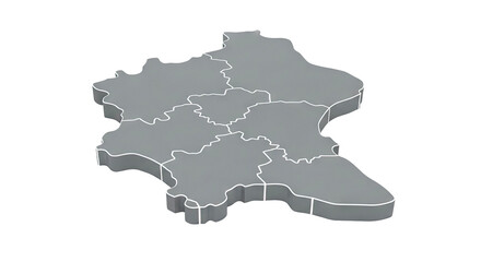 Obraz premium 3D Map of Bavaria with Internal Borders