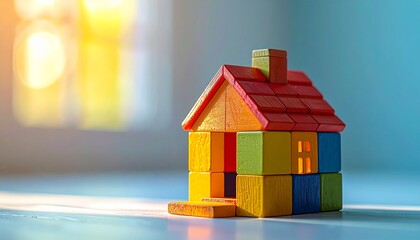 Colorful Toy House Made of Blocks.