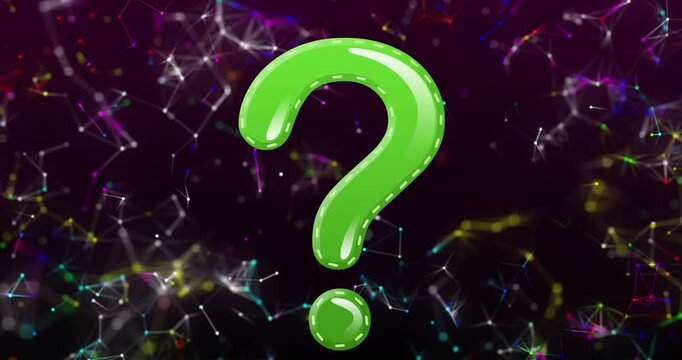 Animation of question mark over connections on black background