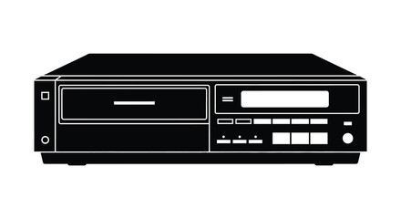 Fototapeta premium A stark black silhouette of a vintage vhs player showcasing its rectangular form and classic design silhouette high quality professional