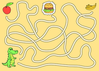 Crocodile maze graphic color sketch illustration vector 