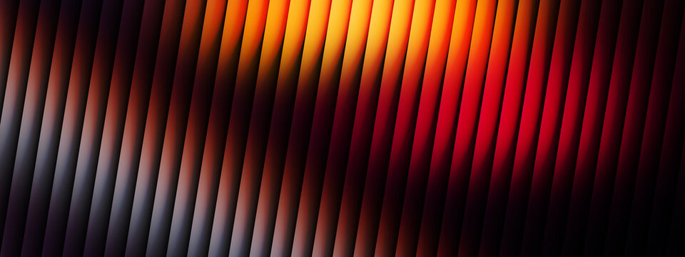 Abstract background with diagonal red and orange stripes and blurred light effect