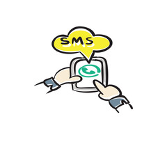 Calling  Whatsapp telephone color hand drawn graphic.eps