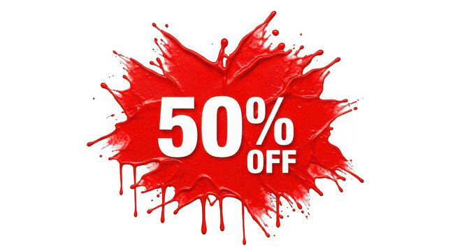 50 off sale banner isolated on a transparent background