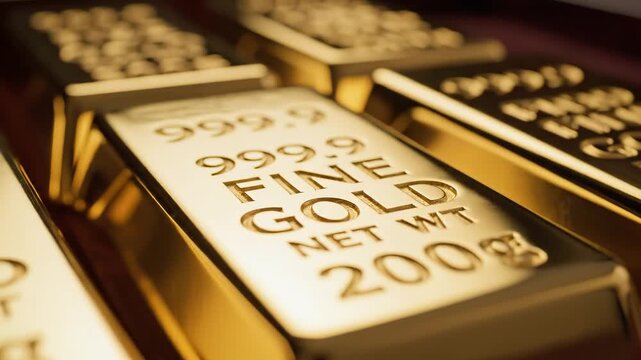 Gold bars in a row