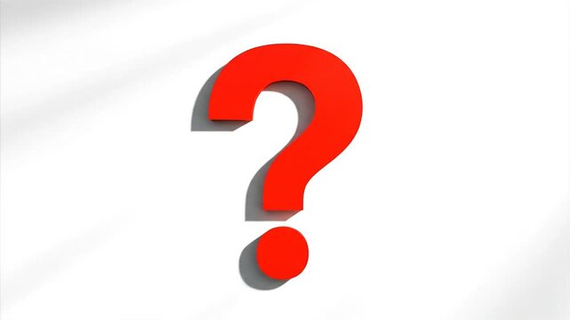 Red question mark symbol on white background with shadows
