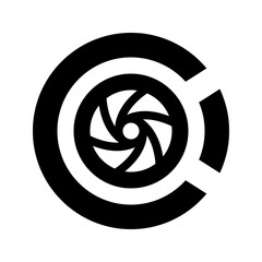 Camera photography logo with C letter and shutter speed