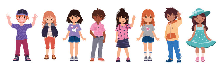 collection of multiracial kids in various casual clothes