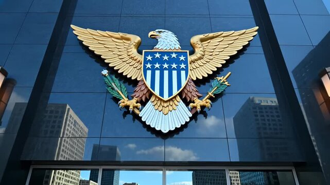 Government building with eagle emblem