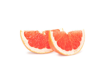 Sliced Grapefruit Halves with Juicy Segments Isolated on White Background