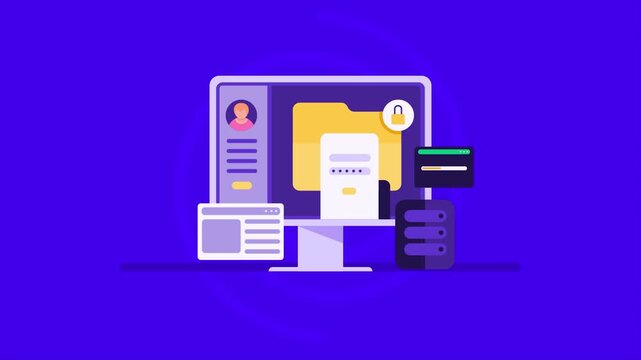 User file access with authenticated computer login, personal and financial data on encrypted server storage, web security control.