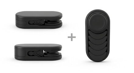 Minimalist Black Magnetic Haptic Fidget Slider and Clicker Set for Focus