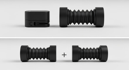 Symmetric Dual Bellows Magnetic Fidget Set in Matte Black