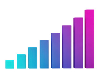 Gradual increase in colorful rectangles isolated on transparent background