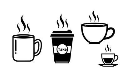 Obraz premium Coffee Mug and Hot Drink Icon Set Vector
