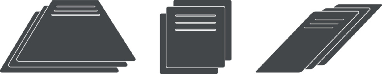 Office paper with valuable documents, a stack of paper sheets with text, assets and finances, an accounting report, vector web icons, printing text on A4 paper.