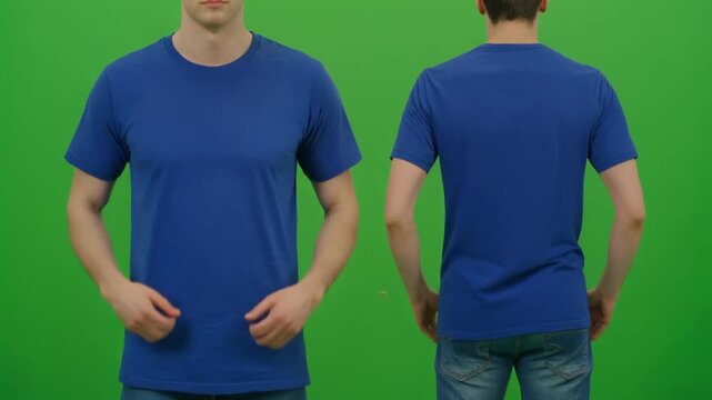 Plain Blue T-shirt Front and Back View
