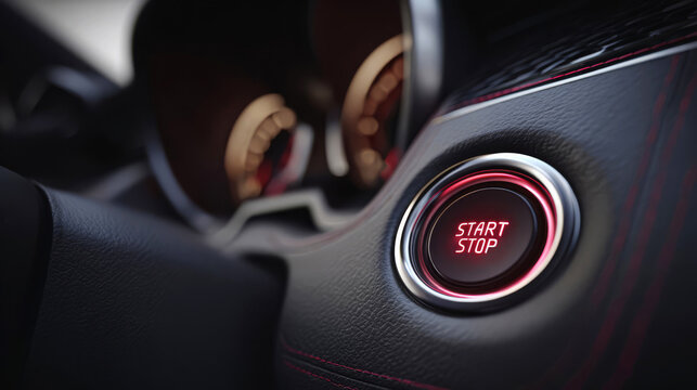Button used to start and stop a car engine during a drive in a city