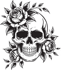 Floral Skull Tattoo Design Set