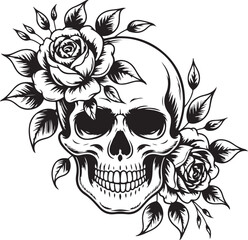 Floral Skull Tattoo Design Set