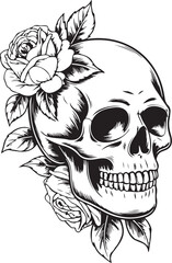Floral Skull Tattoo Design Set