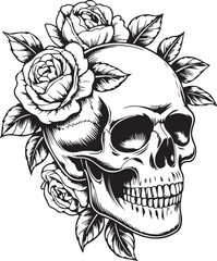 Floral Skull Tattoo Design Set