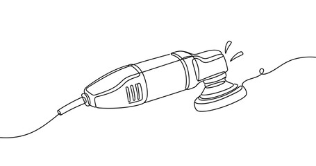 Obraz premium Electric rotary tool line art illustration on white background. Non editable stroke