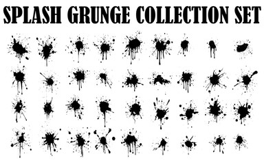 Fototapeta premium Big collection of black ink brush drop splatter splash artistic