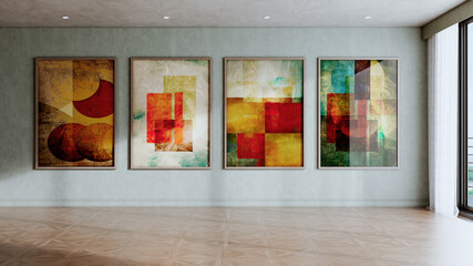 Obraz premium Large luxury modern bright interiors Living room mockup illustration 3D rendering